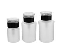 MOTHNUR Empty Nail Polish Remover Pump Dispenser Bottle 3Pcs Plastic Sturdy Break-Resistant Push down Makeup Bottles Stylish Elegant Containers for Professional Nail Salons and Vanity Use