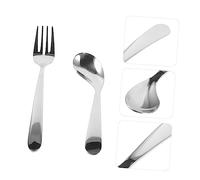 MOTHNUR Ergonomic Angled Spoon and Fork Stainless Steel Weighted Utensils for Elderly Disabled People with Weak Grip Practical Adaptive Tableware for Hand Tremor Arthritis