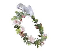 MOTHNUR Eucalyptus Velvet Flower Crown Headband with Baby’s Breath, Pink Bridal Floral Headdress for Wedding Accessories and Bride Hairwear