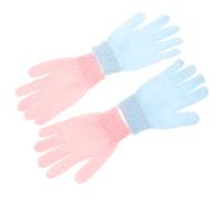 MOTHNUR Exfoliating Bathing Gloves Double Sided Body Scrub Gloves for Shower with Divided Finger Design for Gentle Skin Cleansing and Circulation Stimulation Blue and Pink