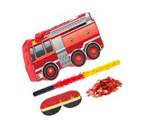 MOTHNUR Fire Truck Pinata with Blindfold Bat and Confetti Vibrant Firefighter Party Decorations for Boys Birthday Firetruck Theme Celebration Shower Supplies Easy to Hang Fun Candy Smash