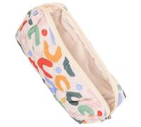 MOTHNUR Floral Embroidered Cotton Makeup Bag Small Cosmetic Pouch Large Capacity Quilted Pencil Case Portable Travel Organizer for Women and Teens