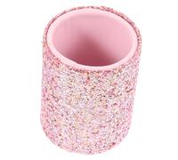 MOTHNUR Glitter Makeup Brush Holder Bucket Lid Small Dustproof Makeup Brush Storage Case for Travel Pink Plastic Design for Cosmetics Organization