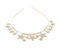 MOTHNUR Glittering Star Headband for Women Gold Rhinestone Goddess Headpiece Bridal Wedding Hair Accessory Alloy Material Elegant Prom Party Hairband