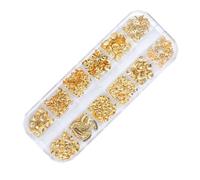 MOTHNUR Gold Metal Nail Rivets DIY Nail Charms for Manicure Decoration with Shiny Sparkle Elegant Mixed Shapes