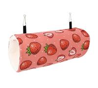 MOTHNUR Hamster Hanging Bed Pet Tunnel Warm Hammock for Small Pets Like Rats Chinchillas Guinea Pigs Breathable Bite-resistant Cozy Nest Shelter Strawberry Pattern