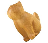 MOTHNUR Hand-carved Sandalwood Cat Sculpture Miniature Wooden Statue Sitting Cat Ornament for Home Office Decor Suitable for Bookshelf Study Living Yoga Space