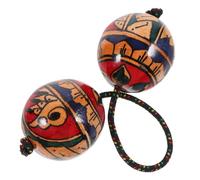 MOTHNUR Hand-painted Wooden Aslatuas Rhythmic Ball Shaker Single-hand Percussion Instrument Lightweight Portable Unique Patterned Design for Music Performance and Creative