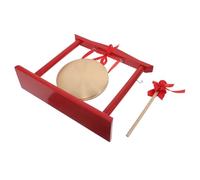 MOTHNUR Handheld 15Cm Copper Gong with Wooden Stand and Beater, Prosperity Table Top Gong for Business Grand Openings and Feng Shui Decoration, Mini Chinese Percussion Instrument