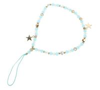MOTHNUR Handmade Beaded Phone Charm Wrist Strap with Natural Stones Stylish Blue Crystal Cellphone Chain for Women Lost Lanyard Accessory
