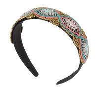 MOTHNUR Handmade Stretch Lace Pearl Headband for Women Vintage Victorian Style Dressy Rhinestone Hair Accessories for Bridal Formal Events