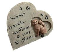 MOTHNUR Heart-shaped Resin Cat Memorial Statue Outdoor Pet Grave Marker Smooth Polished Weather-resistant Garden Ornament for Honoring Beloved Cats with Custom Engraving Option