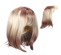 MOTHNUR Heat Resistant Synthetic Fiber Bob Wig with Ombre Brown to Straight Hair for Women and Lightweight Comfortable Short Hair Cosplay Party Dress Up Wigs