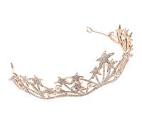 MOTHNUR High End Electroplated Star Pearl Bridal Tiara Crown for Bride Chic Rhinestone Headpiece with Unique Star Design Elegant Wedding Hair Accessory for Special Occasions and