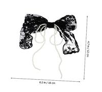 MOTHNUR Lace Bowknot Hair Clip Black Large Bow Hairpin Barrette for Women Elegant Hair Accessory for Parties Holidays Daily Wear Fashionable Decorative Headdress