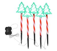 MOTHNUR LED Christmas Tree Outdoor Lawn Stakes Lights, Waterproof Red and White Tube Star Pathway Lamp with Battery Box, Set for Garden Yard Xmas Decorations