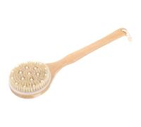 MOTHNUR Long Handle Bath Brush with Natural Boar Bristle, 41.5cm Dry Brushing Body Scrub for Shower and Back Massage, Single-Sided Wooden Handle Bathing Brush for Exfoliation and Skin Care
