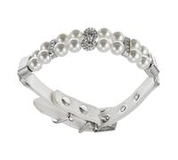 MOTHNUR Luxury Pearl Dog Collar for Small Female Breeds Xs Handcrafted Beaded Necklace for Puppies Elegant Pet Jewelry for Weddings Parties and Everyday Wear