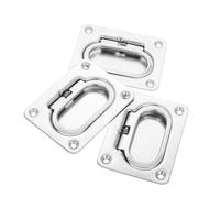 MOTHNUR Marine Stainless Steel 304 Spring-loaded Flush Mount Boat Hatch Pull Handles, Heavy Duty Recessed Deck Lift Rings, 3pcs Set for Yacht and Trailer Carpet Hardware