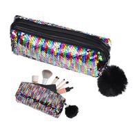 MOTHNUR Mermaid Sequin Pencil Case Glitter Makeup Bag Compact Polyacrylic Fiber Cosmetic Pouch for Women Travel Storage Eye-catching Accessory