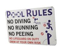 MOTHNUR Metal Pool Rules Sign Board for Swimming Pool Safety Outdoor Wall Decor with Fun Warning Design Easy to Install for Family Safety