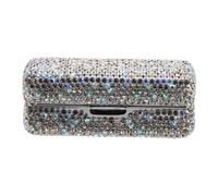 MOTHNUR Metal Rhinestone Lipstick Case Holder Mirror Makeup Storage Mirror Bling Lipstick Box for Women Portable Travel Accessories