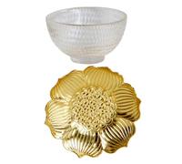 MOTHNUR Modern Glass Tea Cup with Metal Tray Base Multi-use Transparent Cup Kit for Chinese Tea Sturdy Craftsmanship Easy to Clean and Desktop Friendly Elegant Home Decor Accessory