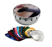MOTHNUR Multipurpose Guitar Pick with Silver Portable Case Compact Plectrums for Electric Folk Acoustic Guitars and Ukulele and Practical Playing Picks Holder