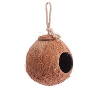 MOTHNUR Natural Coconut Shell Bird Nest Hanging Bird Hut for Parrots Finches Sparrows with Hollow Space for Treats and Birdseed for Garden and Indoor Use