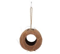 MOTHNUR Natural Coconut Shell Hiding Nest Dual Entrances for Parrots, Hamsters, and Lizards - Multifunction Bird Sleeping Nest and Eating Bowl, Natural Pet Shelter for Small Animals