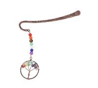 MOTHNUR Natural Gravel Crystal Life Tree Seven Chakra Bookmark with Brass and Premium Crystals Book Decoration and for Readers Students and Meditation Enthusiasts