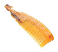 MOTHNUR Natural Ox Horn Anti-static Hair Comb with Peacock Design Fine Tooth Long Handle Massage Comb for All Hair Types Ergonomic Detangling Tool
