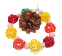 MOTHNUR Natural Rattan Ball Parrot Chewing with Pine Cone for Birds Hanging Foraging with Built Hook Stimulates Physical Activity and Reduces Destructive Behavior for Caged Parrots