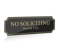 MOTHNUR No Soliciting Sign Self Adhesive Acrylic Door Sign for Home Office Window Weather Resistant No Solicitors Warning with Strong Adhesive and Elegant Gold Design for Indoor Outdoor