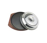 MOTHNUR Non Stick Steak Teppanyaki Tray Round BBQ Grill Plate for Induction Stovetop Grilling Pan for Meat Vegetables Chicken and Seafood Cooking