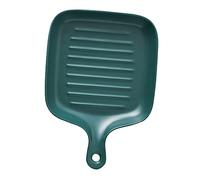 MOTHNUR Nordic Style Single Handle Ceramic Baking Tray Household Oven Safe Bread Baking Plate Green Porcelain Kitchen Bakeware for Home Use