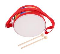MOTHNUR Orff-inspired Drum Set with Adjustable Strap Double-sided Wooden Percussion Featuring Cartoon Motifs Hand Percussion Instrument for Boys Early Music Education