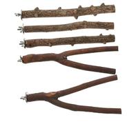 MOTHNUR Parrot Standing Perch Set 5pcs Natural Flower Pepper Wood Bird Branches Grinding Claw Stands for Cage Toys and Climbing Accessories for Pet Parrots and Birds