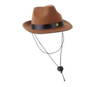 MOTHNUR Pet Star Cowboy Hat for Dogs and Cats, Wear-resistant Polyester Puppy Hat, Decorative Brown Five-pointed Star Accessory for Outdoor Pet Apparel