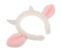 MOTHNUR Plush Sheep Horns Ear Headband Soft Cute Animal Ears Hairband for Women Secure Fit Comfortable Cosplay Party Accessory White Plush