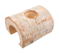MOTHNUR Portable Birch Wood Hamster Hideout Tunnel with Natural Bark Compact Chew and Shelter for Small Pets Cage Accessory for Hiding and Playing