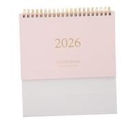 MOTHNUR Portable Mini Desk Calendar Pink Compact Flip Desktop Planner with Twin Wire Binding Thick Paper for Smooth Writing Travel Friendly Small Standing Calendar for Yearly Scheduling