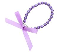 MOTHNUR Purple Bow Pearl Dog Collar with Bling Accessories Lightweight Comfortable Pet Necklace for Cats and Dogs Easy-clean Elegant Jewelry Pendant for Puppies and Kittens