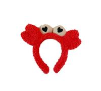 MOTHNUR Red Plush Big Eye Crab Headband Soft Party Hair Hoop Cute Animal Hair Accessory for Face Washing and Photos