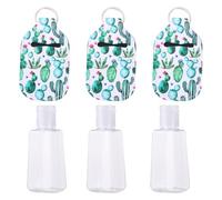 MOTHNUR Refillable 30Ml Hand Soap Bottle Set with Cactus Print Keychain Cover, Portable Protective Perfume Bottles for Travel, 6pcs Empty Lotion Containers