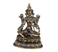 MOTHNUR Retro Brass Tara Buddha Statue Tibetan Green Tara Sculpture Home and Office Decoration Spiritual Feng Shui Table Ornament