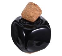 MOTHNUR Reusable Ceramic Manicure Liquid Bottle with Practical Wooden Cork Black Nail Medicine Cup for Nail Techs Compact Ceramic Container for Acrylic Powder Lightweight Portable Storage