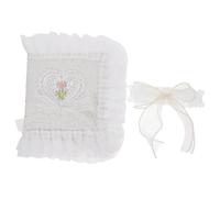 MOTHNUR Reusable Handmade Book Cover White Lace Fabric Sleeve Protective Book Protector for Hardcover and Paperback Notebooks Decorative Sleeve with Tie Strap