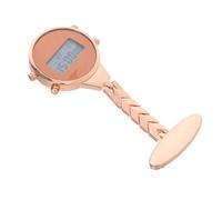 MOTHNUR Rose Gold Electronic Pocket Watch with Digital Display Safety Pin Lapel Fob for Students and Doctors Dust-Resistant and Comfortable Medical Brooch Timepiece