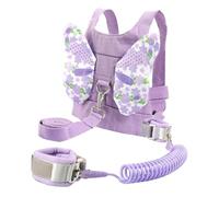 MOTHNUR Safety Harness Leash and Anti-Lost 360° Rotating Spiral Wrist Link Set for Boys Walking, Walking Harness Purple Butterfly Backpack